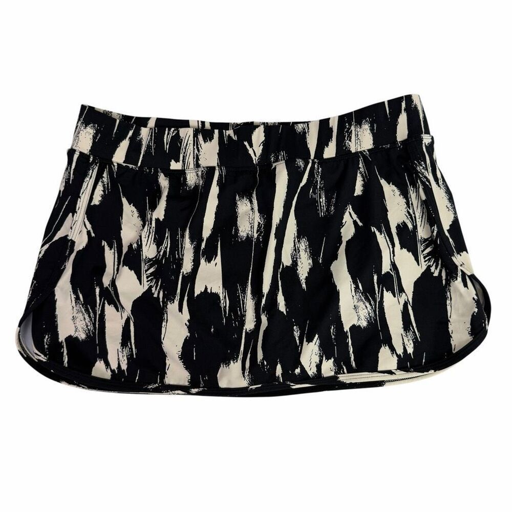 Garnet Hill Swim Skirt Size 10 Black Cream